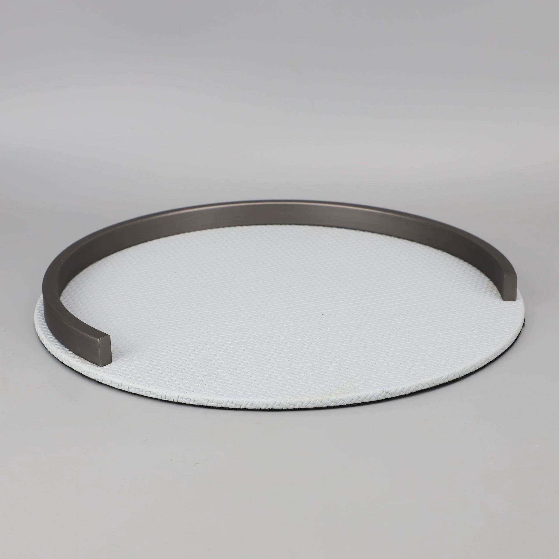 欧式金属皮革收纳托盘样板房卧室客厅餐厅电视柜家居软装饰品摆件