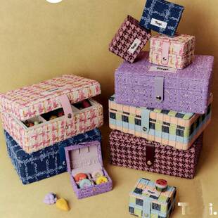 Tagi首饰枕头提花首饰盒大容量复古可拆卸便携mini双层子母收纳盒