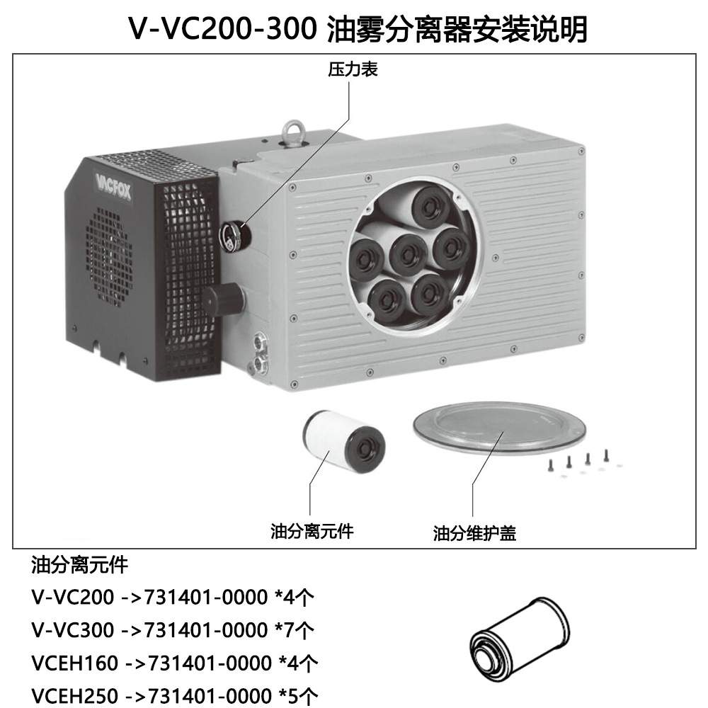 真空泵配件731401-0000 里其乐VC200-300 VC-EH160-250油雾分离器