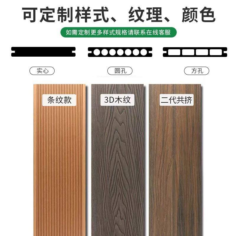 压花塑木地板户外木塑地板方孔圆孔公园栈道景观工程户外木塑地板