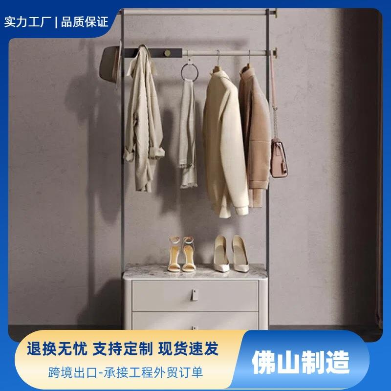 意式轻奢岩板衣帽架卧室高级不锈钢储物落地挂衣架高端设计师家具