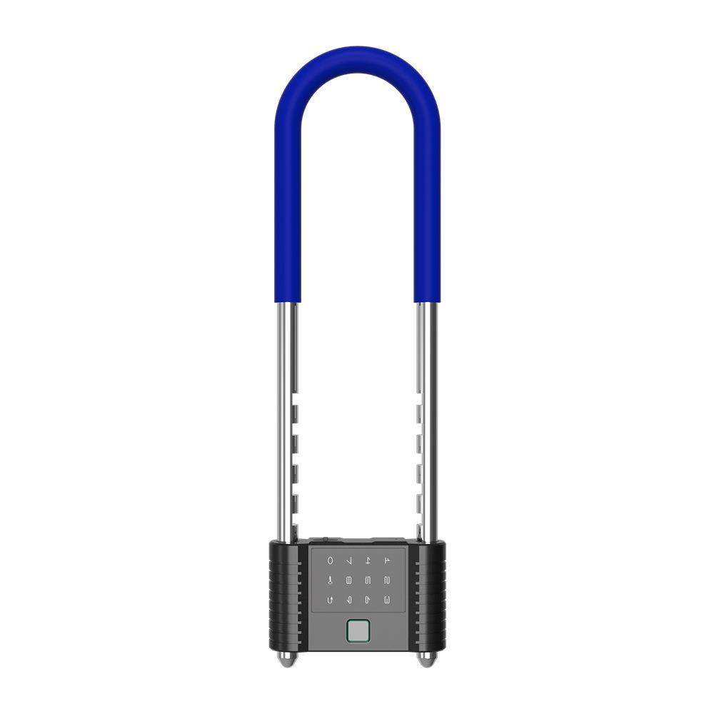 商铺双开门推拉门锁密码防盗玻璃门锁办公楼大门智能U型指纹锁