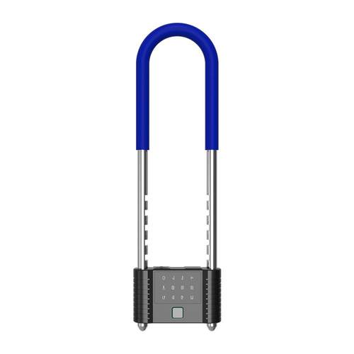 商铺双开门推拉门锁密码防盗玻璃门锁办公楼大门智能U型指纹锁