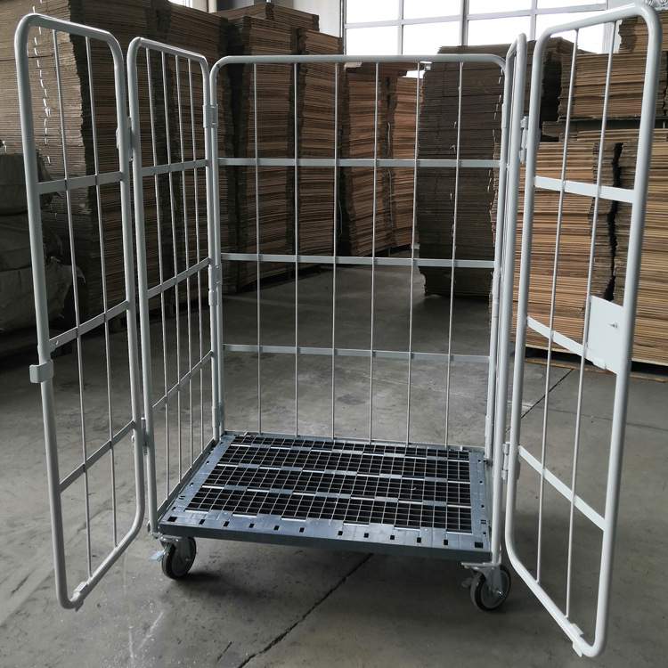 塑料底板双门物流台车  L型折叠聚氨酯脚轮手推车