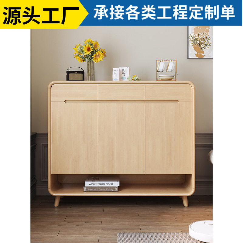 实木鞋柜家用门口玄关柜大容量放鞋柜储物柜对开门简约现代双门柜