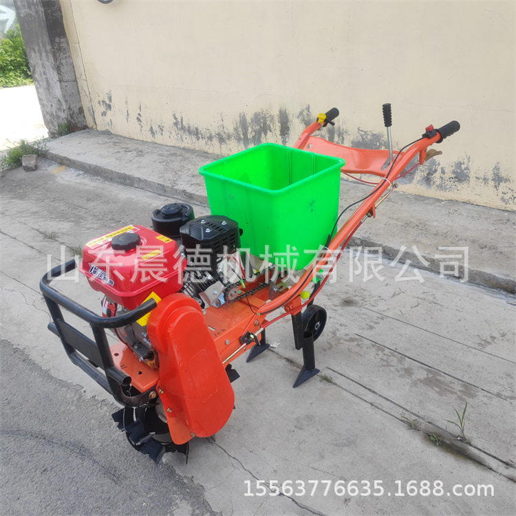 双行手推式独轮耘播机 汽油玉米追肥大豆小麦播种机