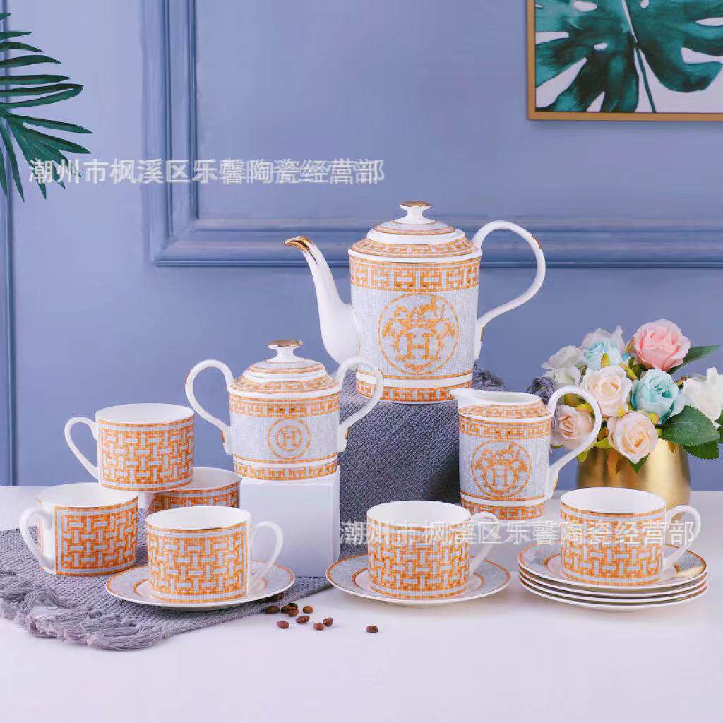 批发陶瓷金色咖啡具套装家用客厅水具下午茶茶杯轻奢咖啡杯高档次