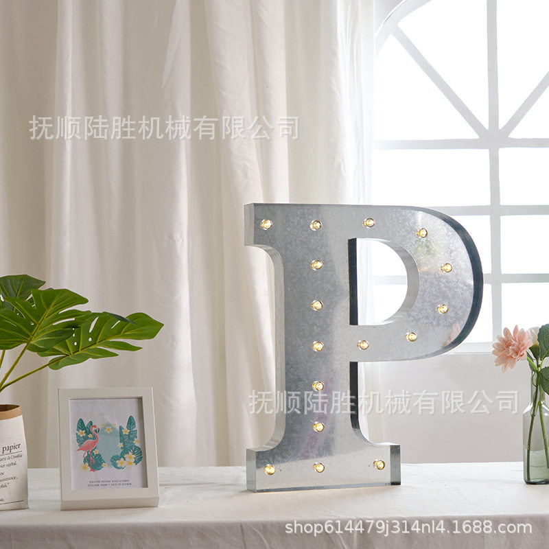 镀锌铁板字母数字灯派对装饰造型灯雪花板节能生日背景跨境亚马逊