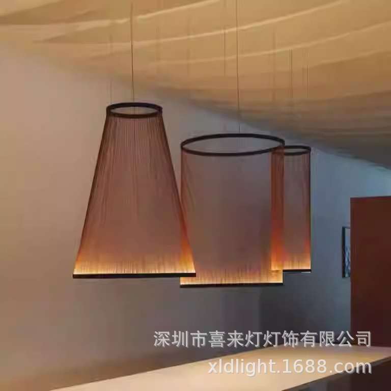 西班牙Vibia 现代简约餐厅别墅loft楼梯间客厅线性流苏棉线吊灯