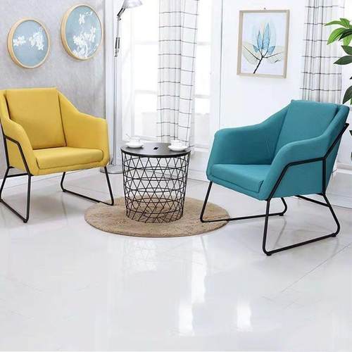 北欧轻奢铁艺沙发单人网红简约现代办公洽谈家用客厅卧室椅子