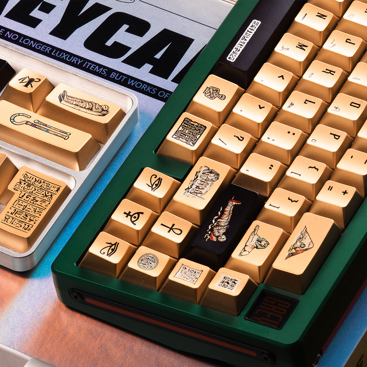 态珀埃及金属质感黑/金键帽客制化磁轴机械键盘PBT热升华原厂高度,电脑硬件/显示器/电脑周边,键帽,淘宝优惠券,粉丝福利购,淘宝优惠卷