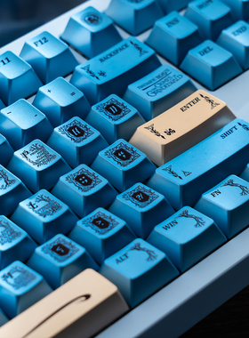 态珀神奇动物金属质感蓝/金机械键盘键帽客制化PBT热升华原厂高度