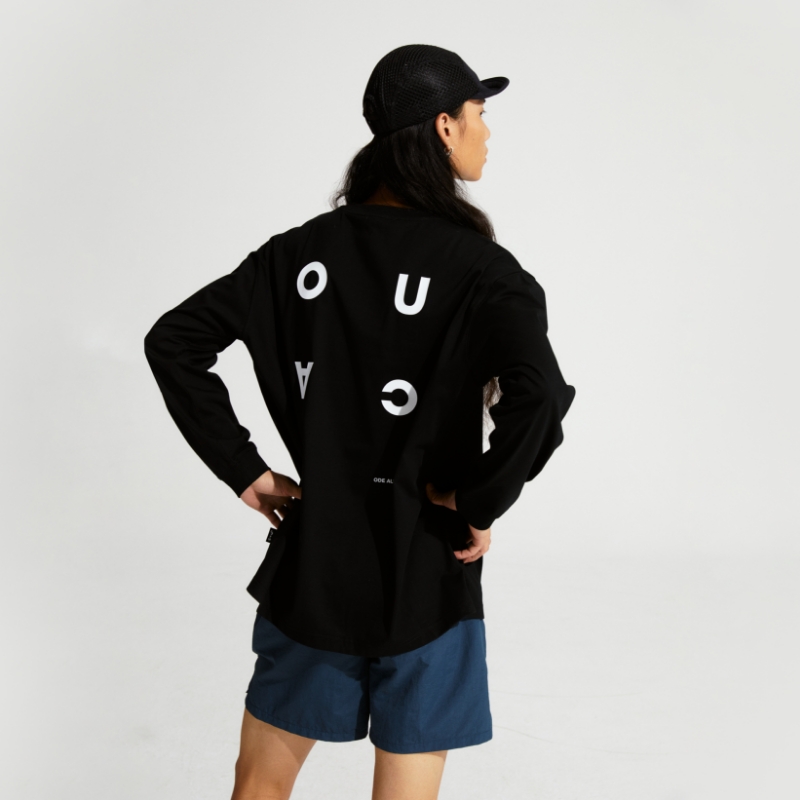 oneup防水吸汗跑步长袖T恤户外速干黑色运动训练服休闲健身打底衫