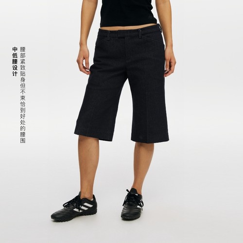 Oneup原牛复古水洗不褪色微喇五分裤夏季休闲牛仔中裤短裤子女士