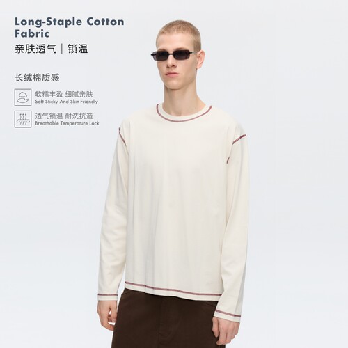 Oneup长绒棉明线长袖T恤