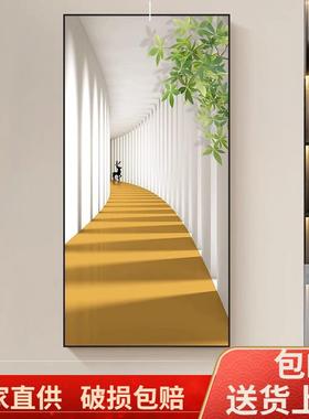 入户玄关装饰画空间感抽象建筑绿植现代简约走廊过道壁画楼梯挂画