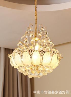 欧式水晶吊灯金色餐厅LED圆形灯卧室吊饭厅吊书房吊灯客厅灯