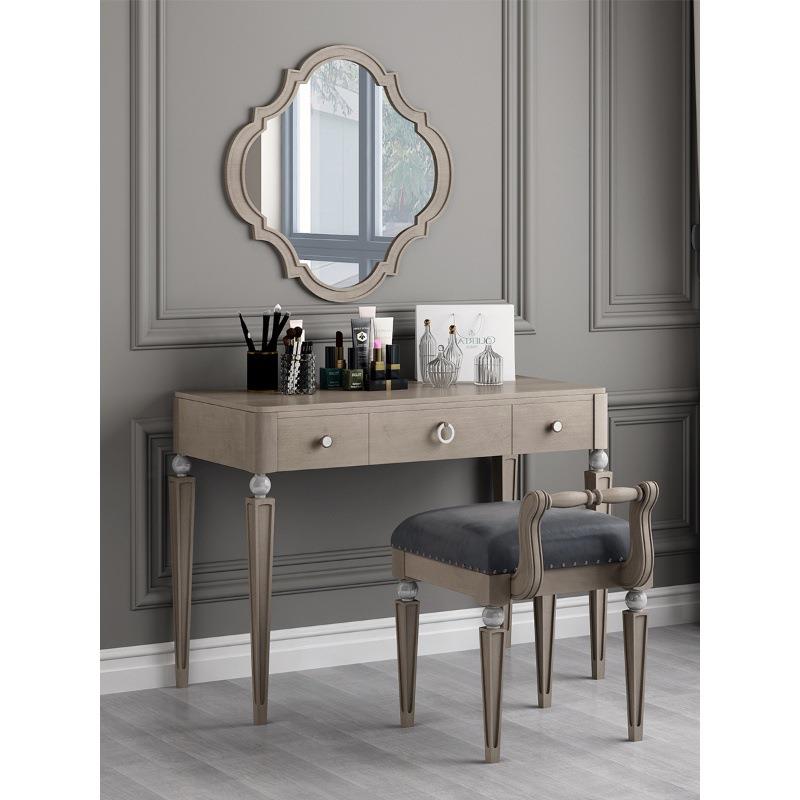 美式实木梳妆台轻奢卧室家具小户型迷你收纳化妆桌子带镜子