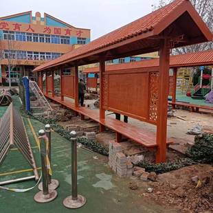 学校文化长廊军史长廊文化墙中式仿古长廊宣传栏公园造型景观廊架