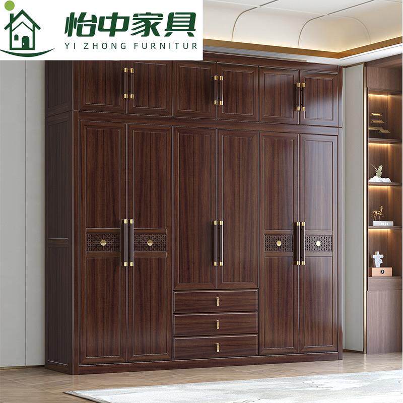 卧室极简高端实木储物衣柜家用简约轻奢新中式乌金木衣橱家具