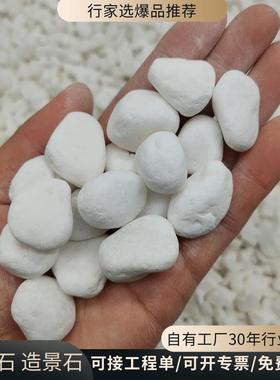 白石子庭院铺路园林造景用1-2公分白色水洗石砾石机制水磨石