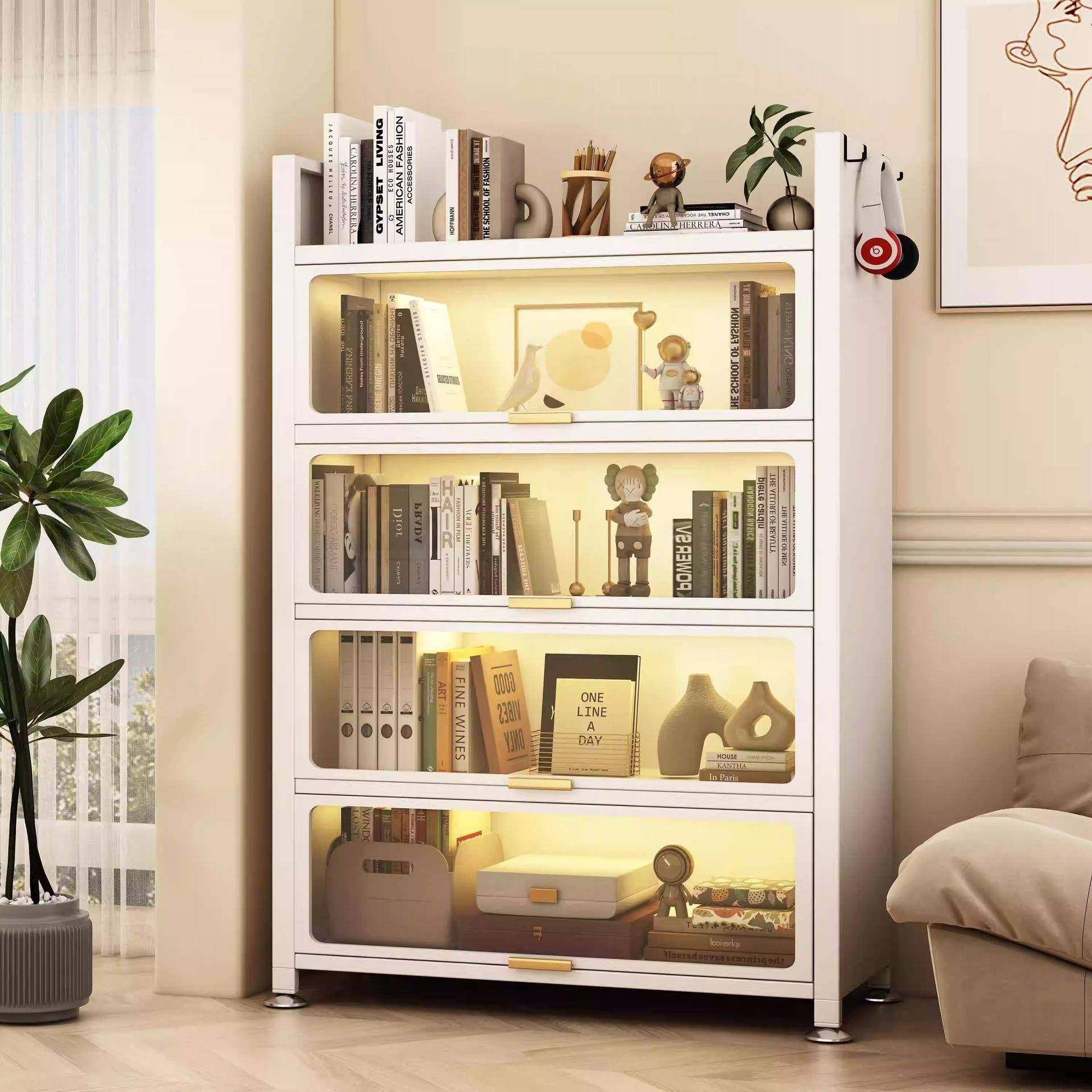 钢制书柜带玻璃门儿童书架家用客厅储物柜防尘展示柜铁艺置物架,家装灯饰光源,其它灯具灯饰,淘宝优惠券,粉丝福利购,淘宝优惠卷