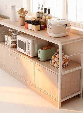 厨房收纳置物架落地多层微波炉烤箱柜多功能储物柜蔬菜锅具收纳架