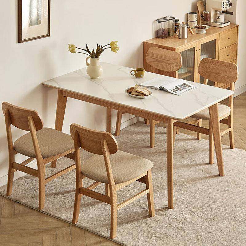 实木岩板餐桌FAS级橡木莫氏6级硬度岩板北欧风桌子餐椅吃成套