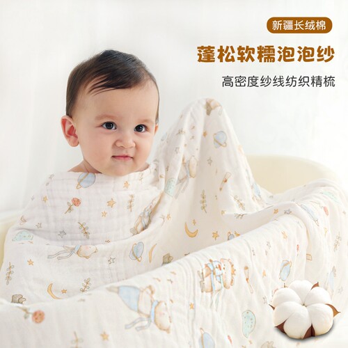 日本进口新生婴儿纯棉超吸水浴巾