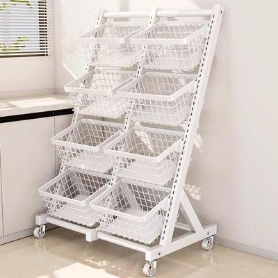 厨房家用加厚货架多层置物架超强承重便利店零食落地小推车带滑轮