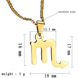 Jewelry 316 Stainless Steel Necklace 12 Zodiac Pendant Jewel