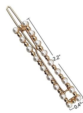 GRY 6PCS Pearls Hair Clips Metal Geometric Shape Hair Barret