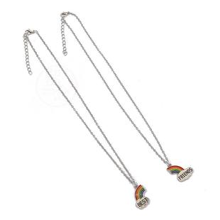 -Simple Rainbow Pattern Necklace Fashion Couple BEST FRIENDS