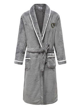 Autumn/Winter Men Nightgown Kimono Bathrobe Gown Coral Fleec