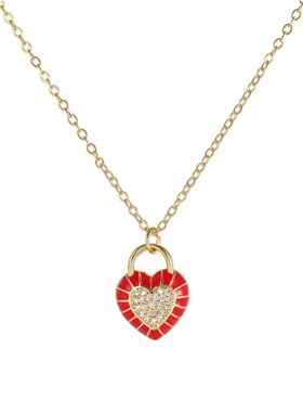 New Love Lock Necklace Simple Fashion Copper Inlaid Zircon L
