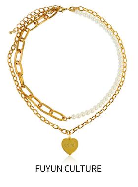 项链珍珠女链徐璐同款爱心锁骨小众双层拼接感设计sei年轻奢高级