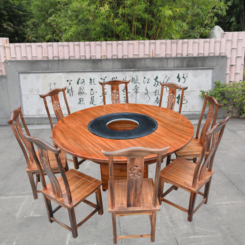 实木燃气灶火锅电磁炉碳火大理石火锅桌椅 凳子 串串开洞桌子定制