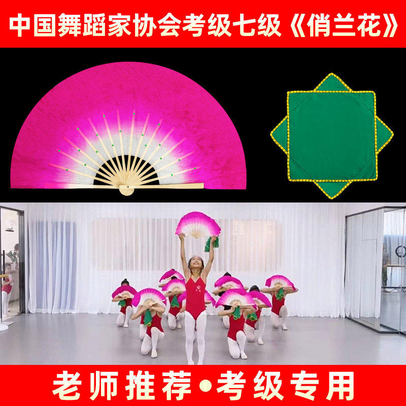 中国舞协考级七级俏兰花扇子八级安徽十级花鼓灯舞韵道具手绢舞蹈