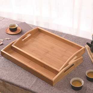 茶具托盘家用早餐盘酒店餐厅上菜托盘下午茶盘 竹木托盘茶盘日式