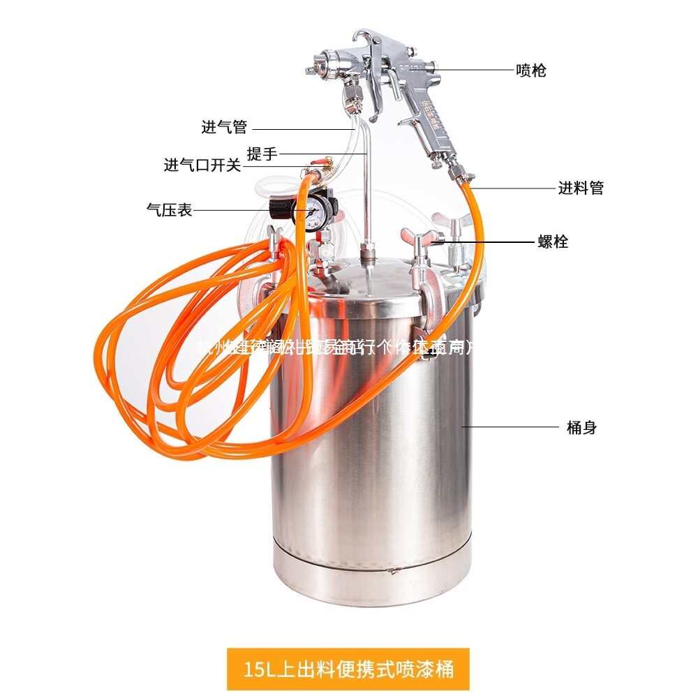 2升5L10L15仿石漆文杰水包水砂多彩油漆乳胶喷漆枪涂料气动压力桶