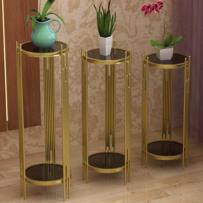 铁艺室内阳台花架落地花盆架现代简约双层置物架绿萝摆放装饰