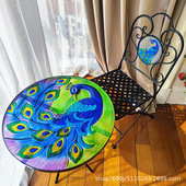 MAGRACE 饰摆件 户外客厅装 HOME蓝绿孔雀玻璃铁艺茶几2款 复古美式