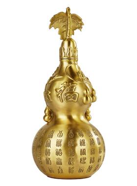 黄铜百福葫芦摆件铜空心开口有叶大葫芦百福禄客厅家居玄关装饰