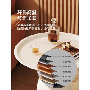 奶油小边几客厅家用沙发简约铁艺圆桌卧室茶几小户型阳台简易桌子
