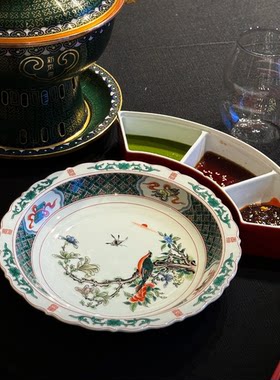 新中式仿古陶瓷花鸟盘子高档会所特色冷菜盘创意点心盘意境菜餐具