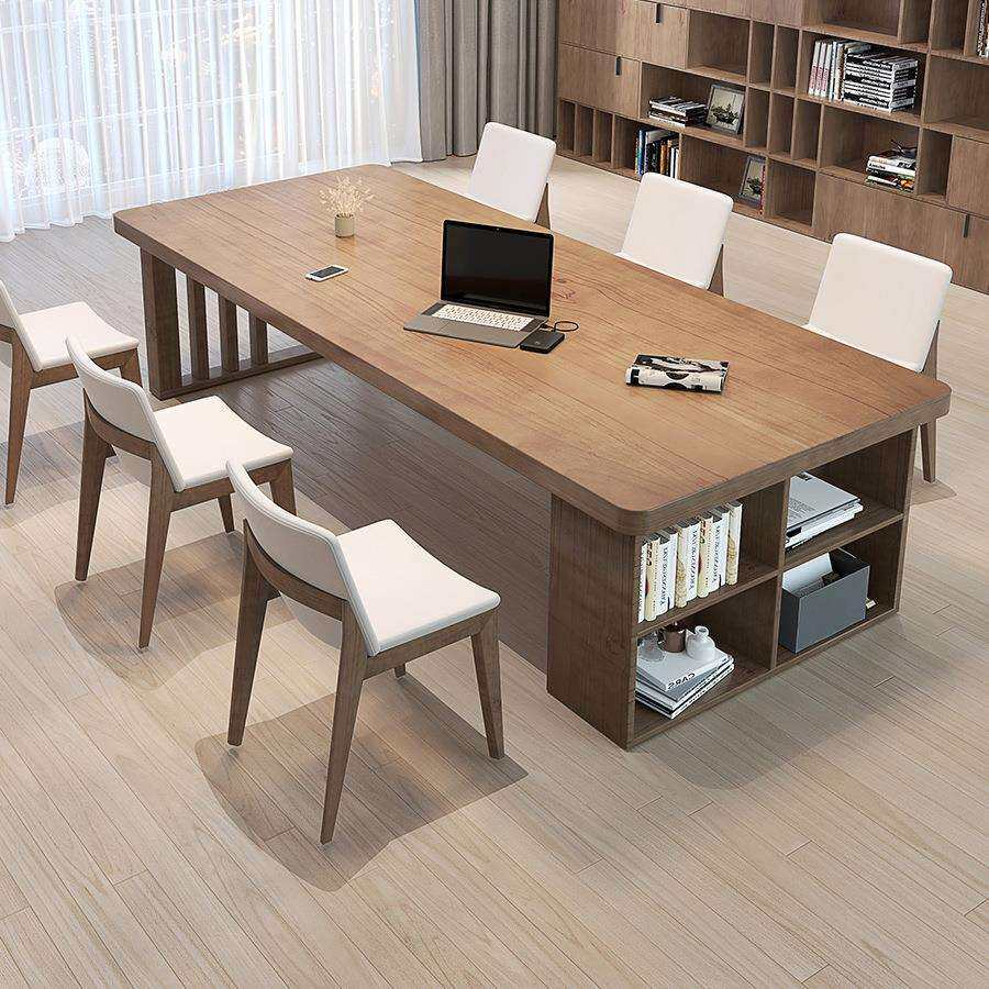 现代简约会议桌子家用书房实木书桌多功能办公室洽谈培训桌椅组合