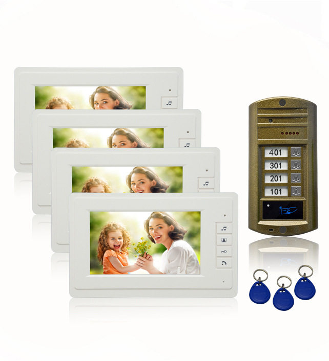 新款家用别墅2-3-4户型/7寸彩色高清可视对讲门铃刷卡门禁系统