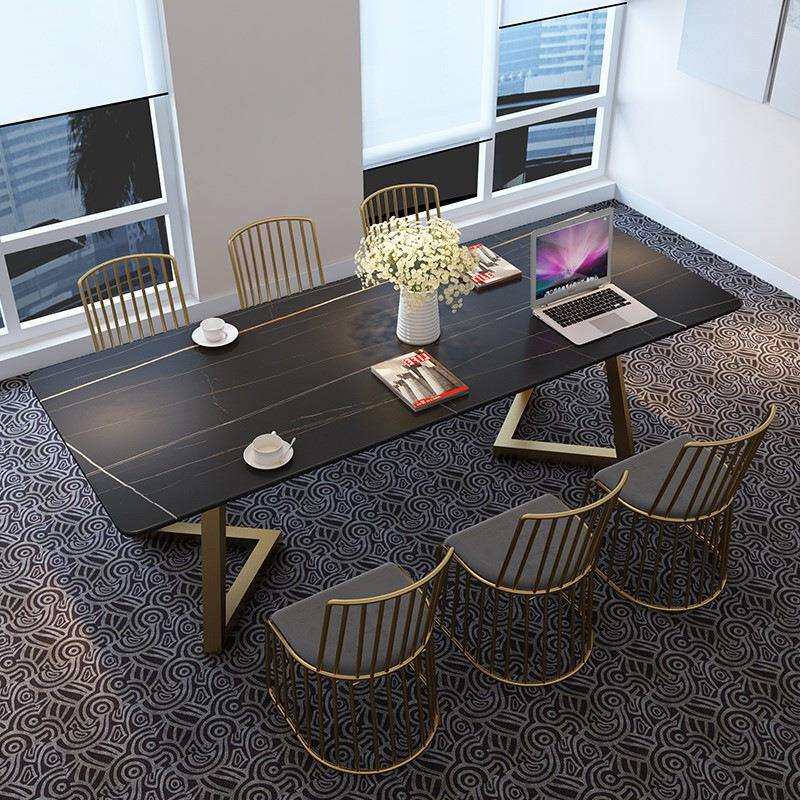 岩板会议桌长桌椅组合现代简约长方形办公桌工作台轻奢会客洽谈桌