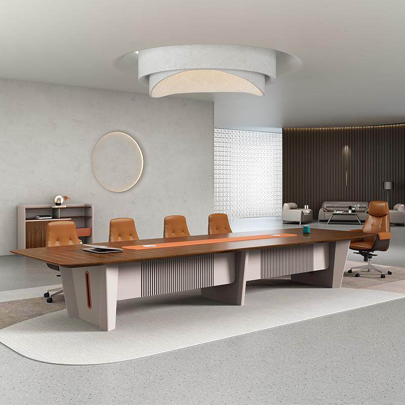 办公室大型会议桌长方形现代简约长条形会议室大户型办公桌椅组合