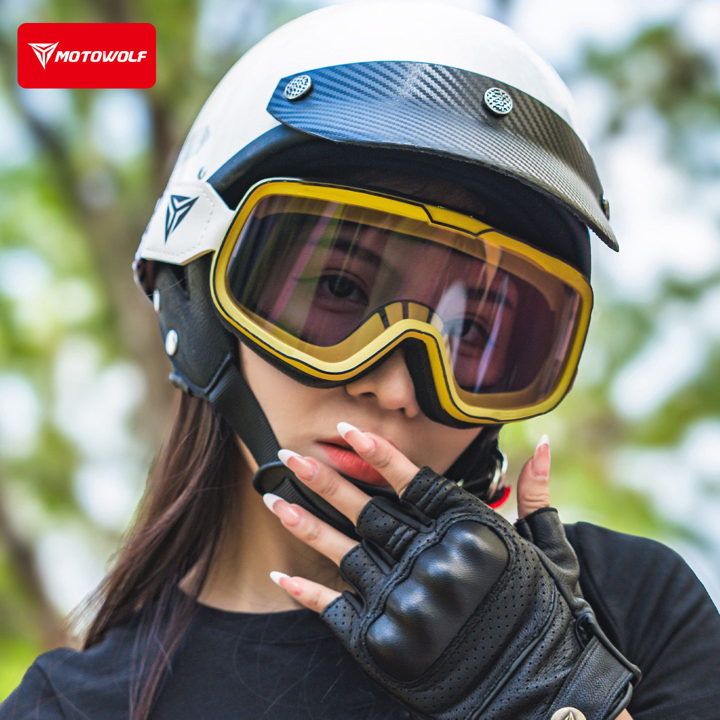 摩多狼摩托车风镜机车骑行装备护目镜复古半盔挡风镜电动车通用